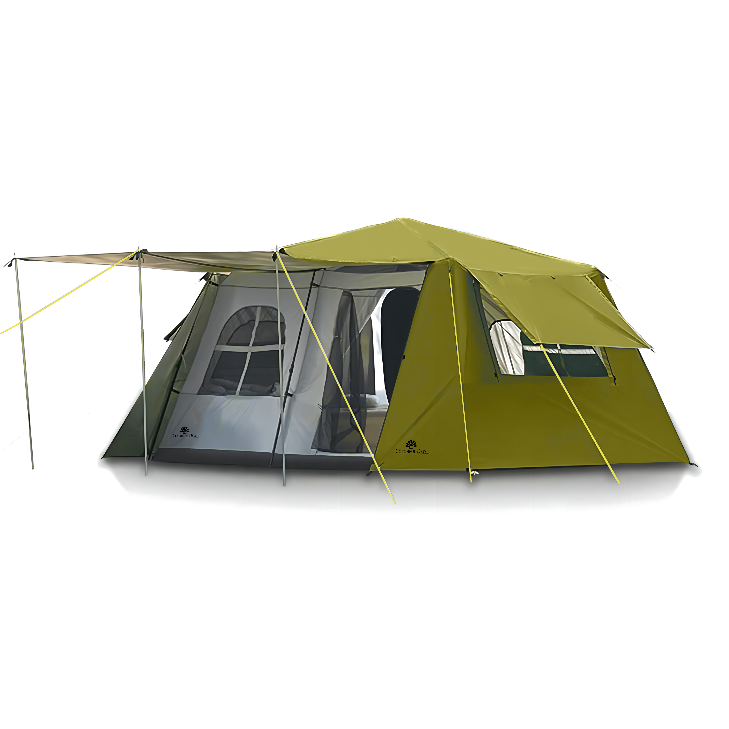 Colorful Dew Alum Pole 4P Auto Family Tent